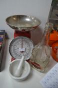 Hason Vintage Kitchen Scales, Pestle & Mortar, and