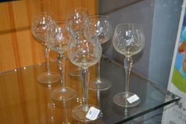 Six Etched Crystal Hoch Glasses