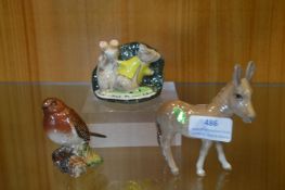 Beswick Donkey and Robin, and a Kitty McBride Besw