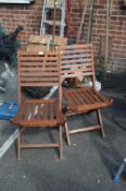 *Pair of Folding Hardwood Garden Chairs