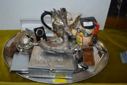 Tray Lot of Metalware, Collectible Items, etc.
