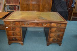 *Mahogany Leather Topped Desk with Walnut Veneer (A