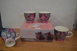 *Mugs & Kisses 4pc Floral Mug Set
