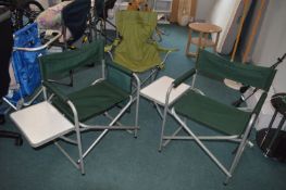 Two Folding Camping Chairs with Side Tables, and a