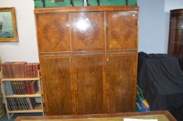 1950's Walnut Veneer Triple Wardrobe