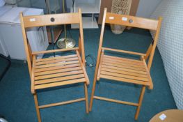 *Two Folding Wooden Chairs