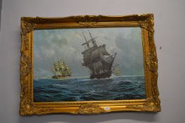 Gilt Framed Sailing Ship Print by Groves 1979