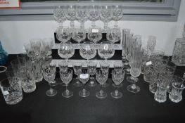 Large Quantity of Cut Lead Crystal Wine Glasses an