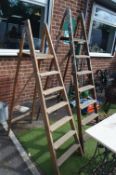 Two Folding Wooden Step Ladders
