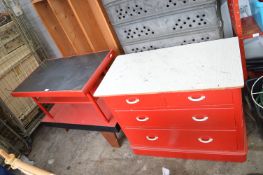 Painted Chest of Drawers, Two Coffee Table, and Pi