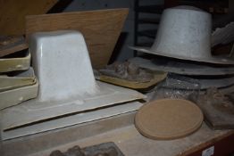 *Contents of Shelf to Include Various Moulds, Wall Lamp, and Small Pots