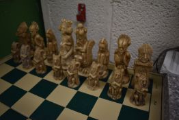 *Mythical Creatures/Character Chess Set (one black knight damaged)