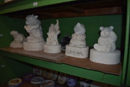 *Contents of Shelf to Include Five Casts: Frog, Gargoyle, Buddha, Mole, and Teddy Bear