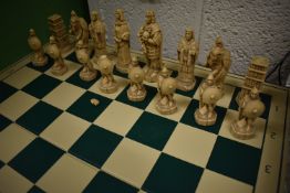 *Medieval Theme Chess Set (one white pawn damaged, the black pawn damaged)