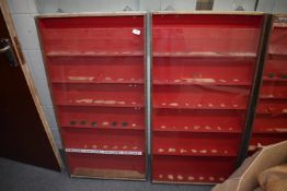 *Two Glass Display Cabinets with Red Felt Baking 23.5”x5” x 46.5” tall