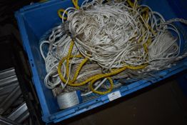 *Plastic Crate of Assorted Ropes and Mounting Wires
