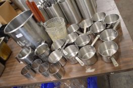 *Fourteen Mini Saucepans, Ring Moulds, and Stainless-Steel Colander/Filter Basket