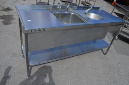 Stainless Steel Sink Unit with Undershelf and Drawer 180x70x94cm