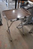 *Folding Chrome Tray Stand with Two Trays