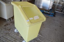 Flour Bin with Plastic Flap on Wheels