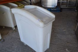 Flour Bin with Plastic Flap on Wheels