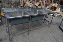 *Stainless Steel Double Sink Unit 224x70x94cm