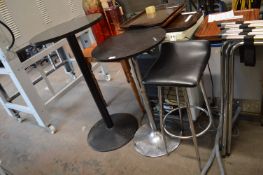 *Two Black Circular Tables, and One Barstool