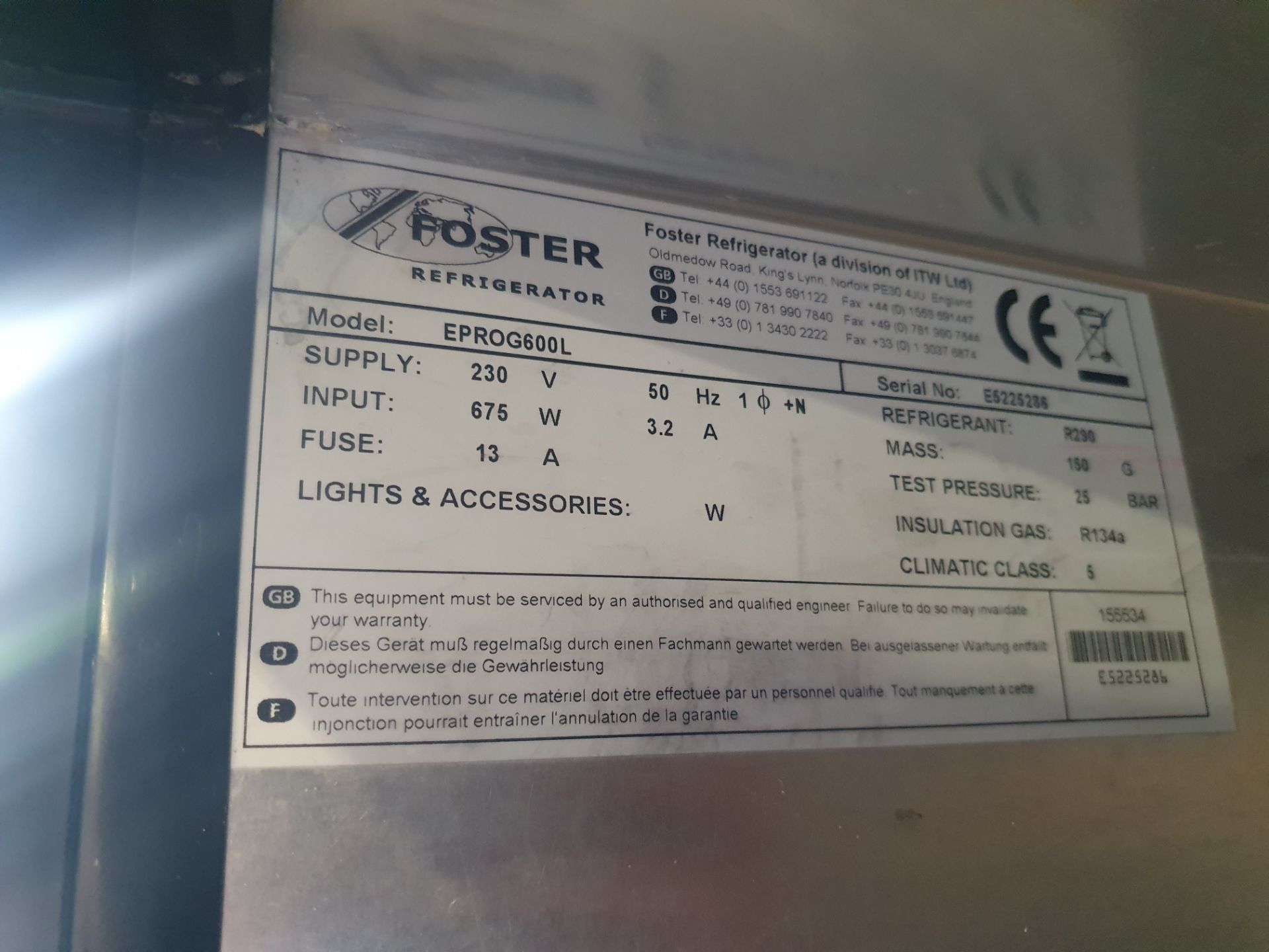 * Foster EproG600L upright freezer - compressor seized - Image 3 of 3