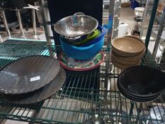 * selection of bowls, colanders, cake stands