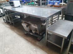 * S/S prep bench with small shelf to left and applience shelf to right - 2800w x 720d x 920h