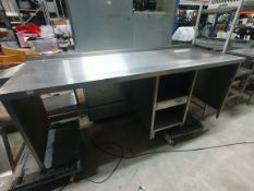 * S/S prep bench with space for undercounter appliences and storage shelf - 2370w x 800d x 900h