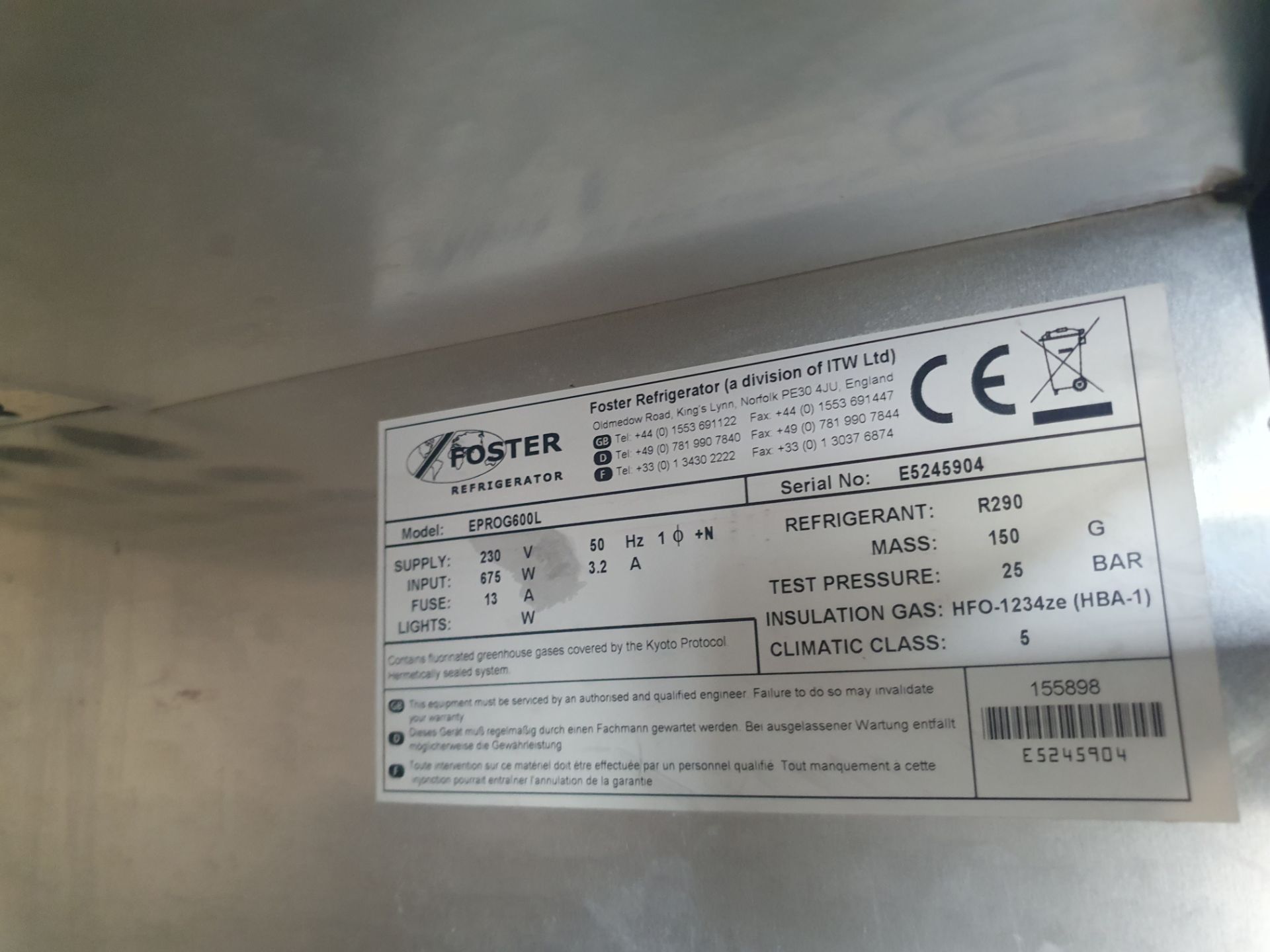 * Foster Eprog600L upright freezer - Image 3 of 3