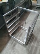 * S/S tray trolly (one wheel needs re-attatching) - 560w x 510d x 700h