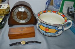 1930's Mantel Clock, Chamber Pots, and a Set of Do