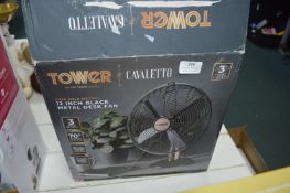 *Tower Cavaletto 12" Black Metal Desk Fan (salvage