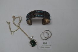 Bracelet, Silver Pendant and Earrings