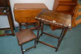 Two Edwardian Barley Twist Tables and a Stool
