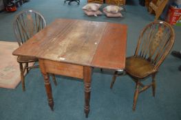 Victorian Mahogany Drop Leaf Table and Two Chairs
