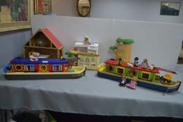 Two Sylvanian Family Boats, Plus Houses, and a Tub