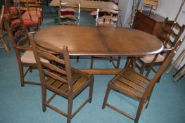 Ercol Oval Extending Dining Table with Six Chairs