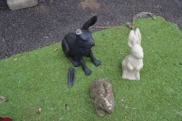 Three Garden Rabbit Ornaments