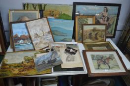 Assorted Framed Original Oils, Watercolours, Sketc