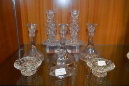 Glass Candlesticks and Dishes