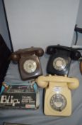 Three Vintage Telephones and a Blip Tennis Game