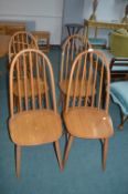 Four Priory Bentwood Dining Chairs (one with fault