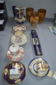 Doulton Beakers, Dishes, Vintage Coffee Canteens, Silver Handled Knife, etc.