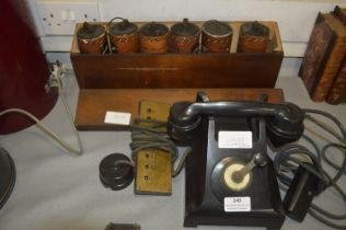 Wind-Up Telephone, Battery Box, and a Button Box