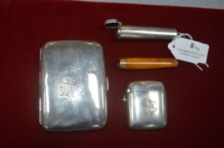 Silver Smoking Set Comprising Cigarette Case, Vest