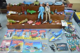 Collection of Thunderbirds Captain Scarlet and Stingray Toys, Vehicles, Badges, etc.