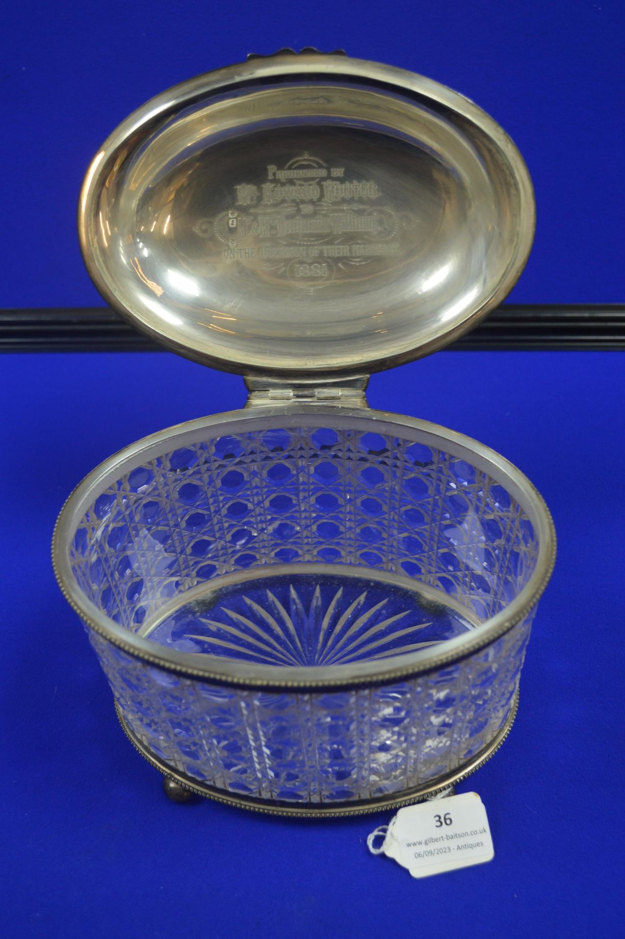 Silver Cut Glass Wedding Casket Hallmarked London 1878 - Image 5 of 6